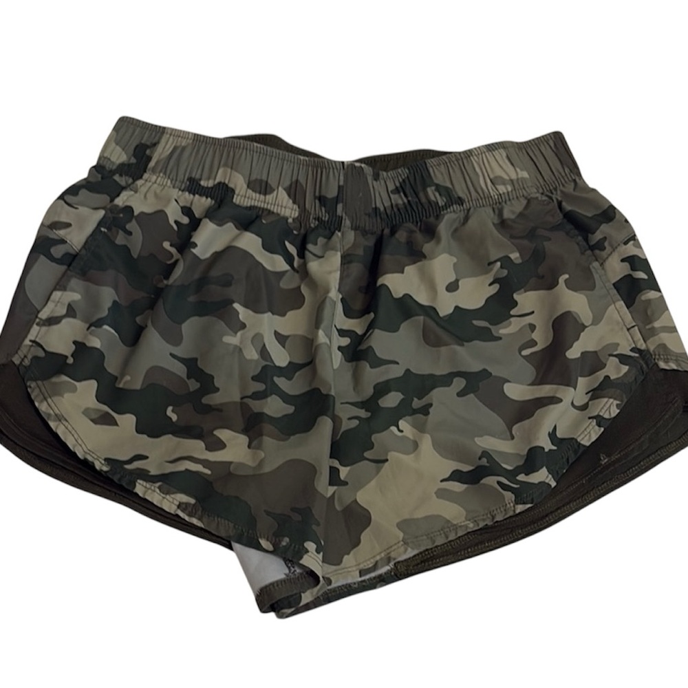 Athletic Works Green and Black Athletic Shorts Lightweight Elastic Waist